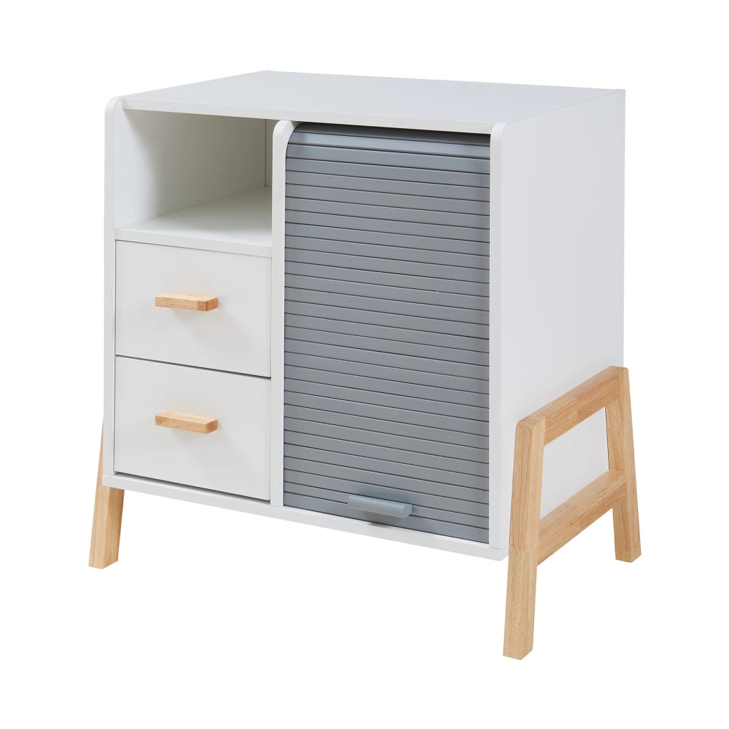 Cassettiera pratica e funzionale per ingresso soggiorno camera da letto bambù 66 x 60 x 40 cm bianco 03_0009294