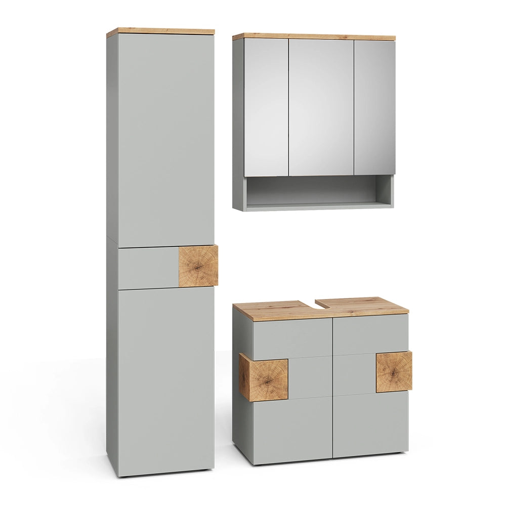 Vicco Set di mobili da bagno Grigio 3 parti