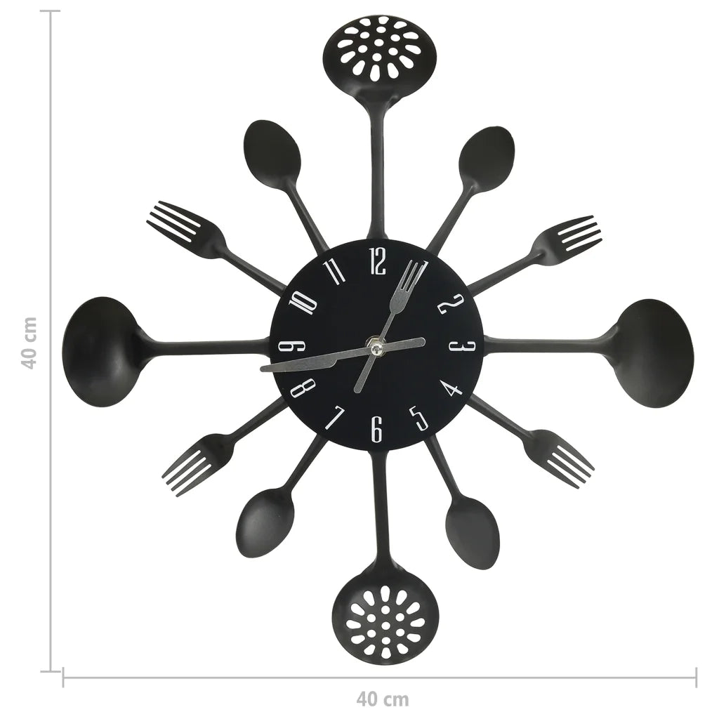 Orologio da Parete Cucchiaio e Forchetta Nero 40 cm Alluminio 325163