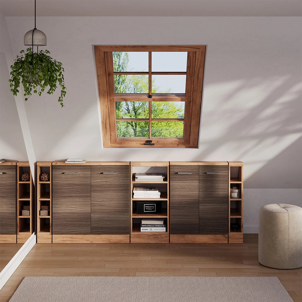 Set di mobili sottotetto Rion Grigio nobile/Rovere dorato Set di 5 Vicco
