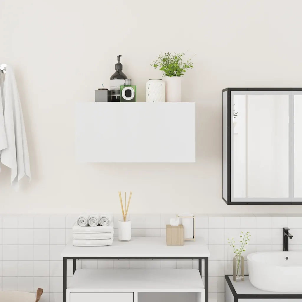 Mobile da Bagno a Parete Bianco 60x25x30cm in Legno Multistrato 860058