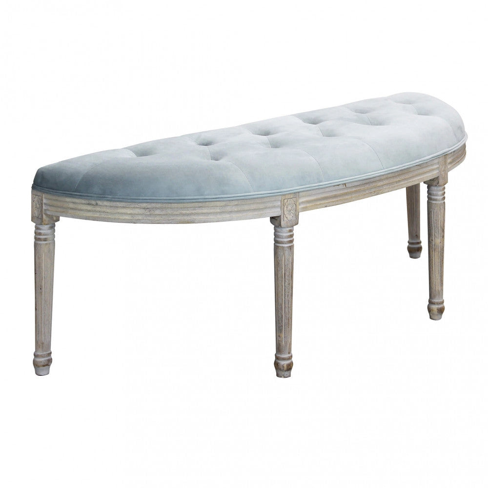 Panca Margi in Velluto Grigio 125x45x48 h cm in Legno Grigio