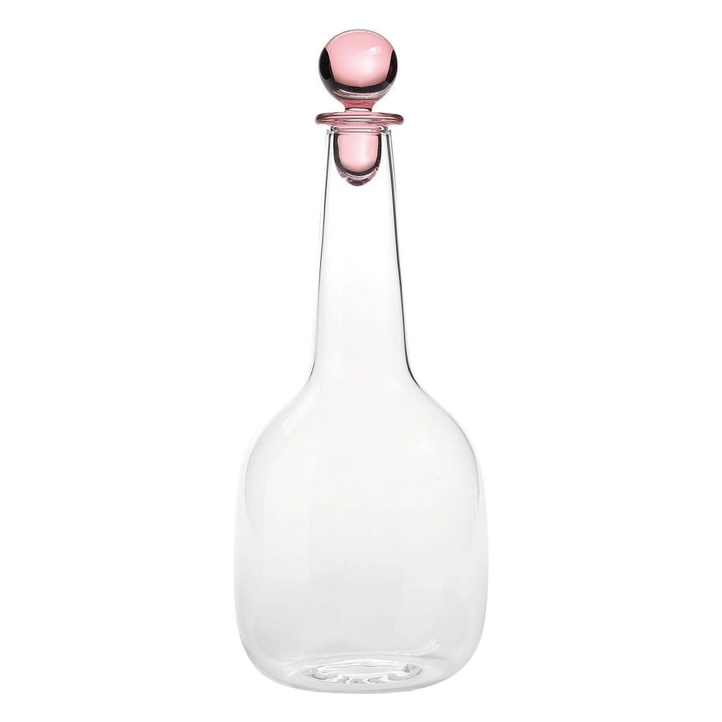 Zafferano Bottiglia Bilia in vetro borosilicato colore Rosa, design raffinato ed elegante per la tavola, realizzata interamente a mano, pezzo unico.