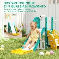Set Scivolo per Bambini 5 in 1 con Canestro, Scaletta e Telescopio Giocattolo, Età 1-3 Anni, Giallo
