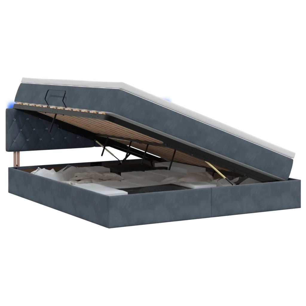 Letto con contenitore LED e materasso Grigio Scuro 140 x 190 cm 3459187