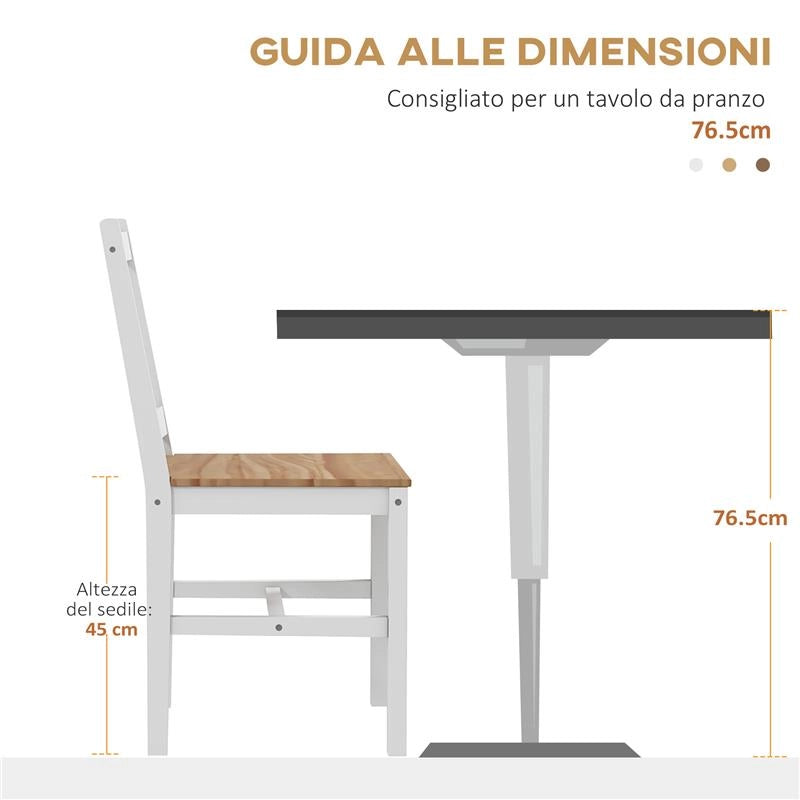 SET 4 SEDIE PER CUCINA E SOGGIORNO CON SCHIENALE A CROCE, IN LEGNO DI PINO, 41X46.5X86 CM
