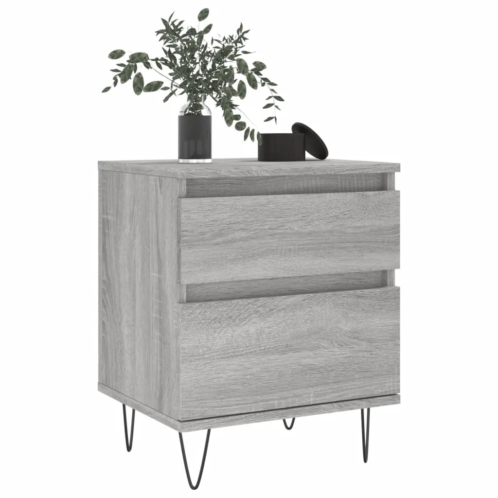 Set di 2 Comodini | Armadio da Notte | Mobiletto da notte Grigio Sonoma 40x35x50 cm in Legno Multistrato
