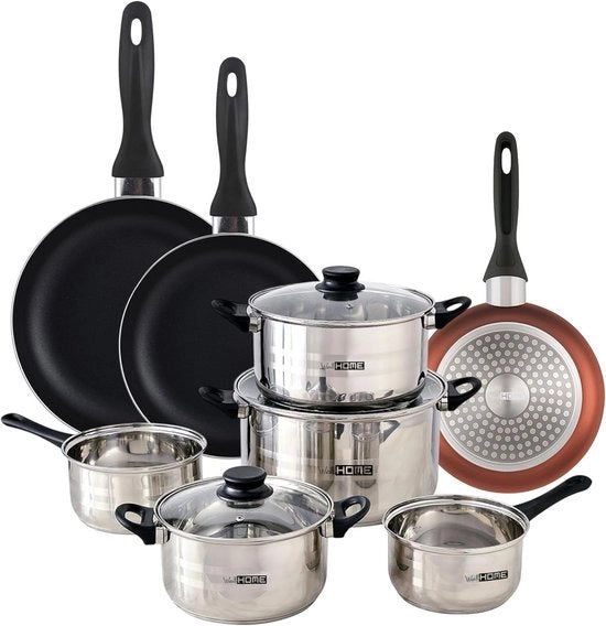 Set di pentole 8 pezzi – acciaio inox e alluminio stampato – adatto per induzione
