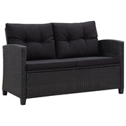 Divano da Giardino 2 Posti con Cuscini Nero 124 cm Polyrattan cod mxl 78304