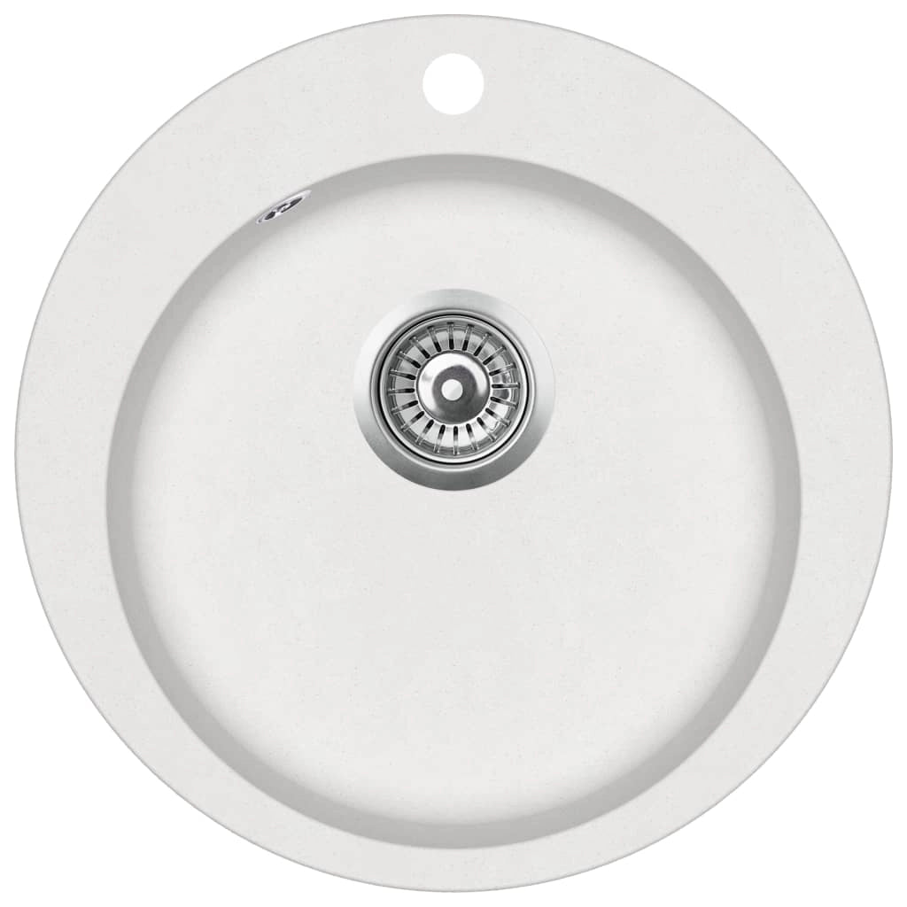 Lavello da cucina in granito diametro 50,5 cm rotondo bianco 02_0002350