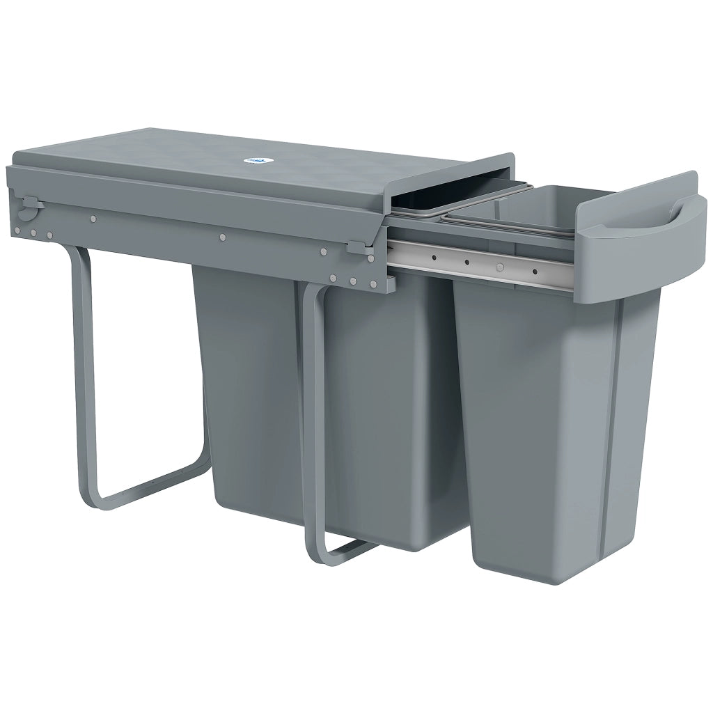 Cestino Sottolavello con 2 Contenitori Estraibili ¨C zephmum ¨C Grigio 20L+10L