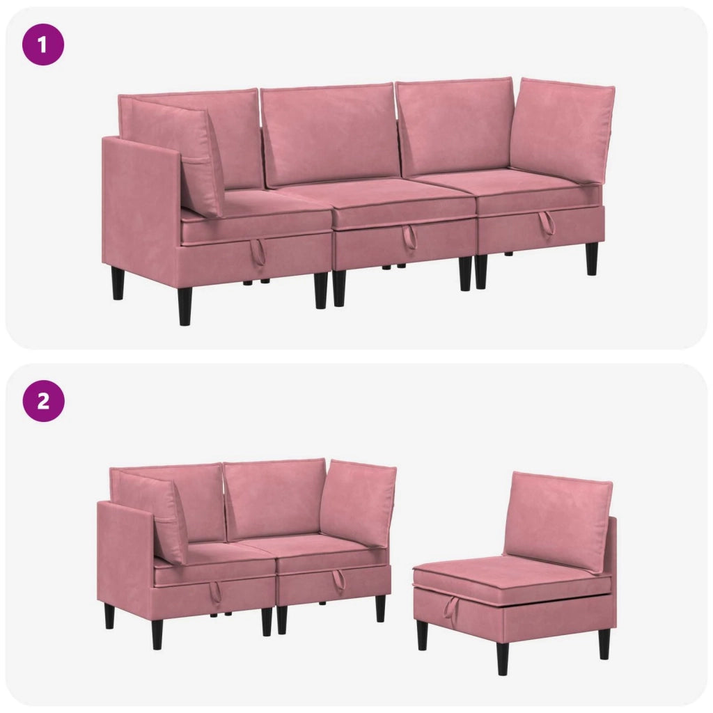 Set di mobili per il soggiorno con cuscino 3 pcs Rosa Velluto