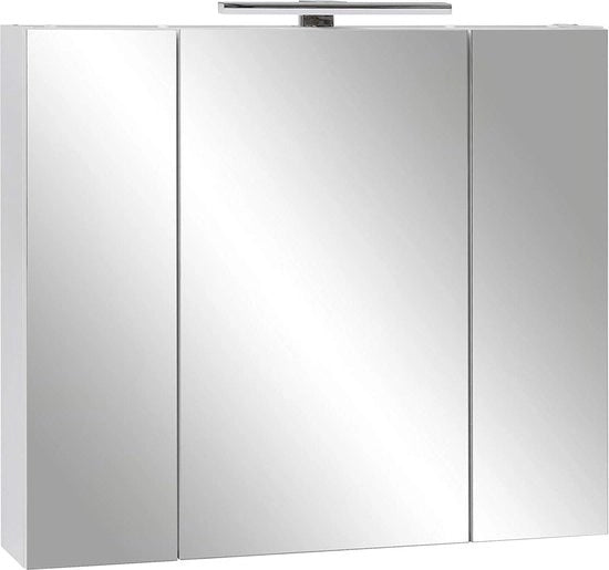 Specchio a muro in legno matto bianco - 80 x 74 x 16 cm
