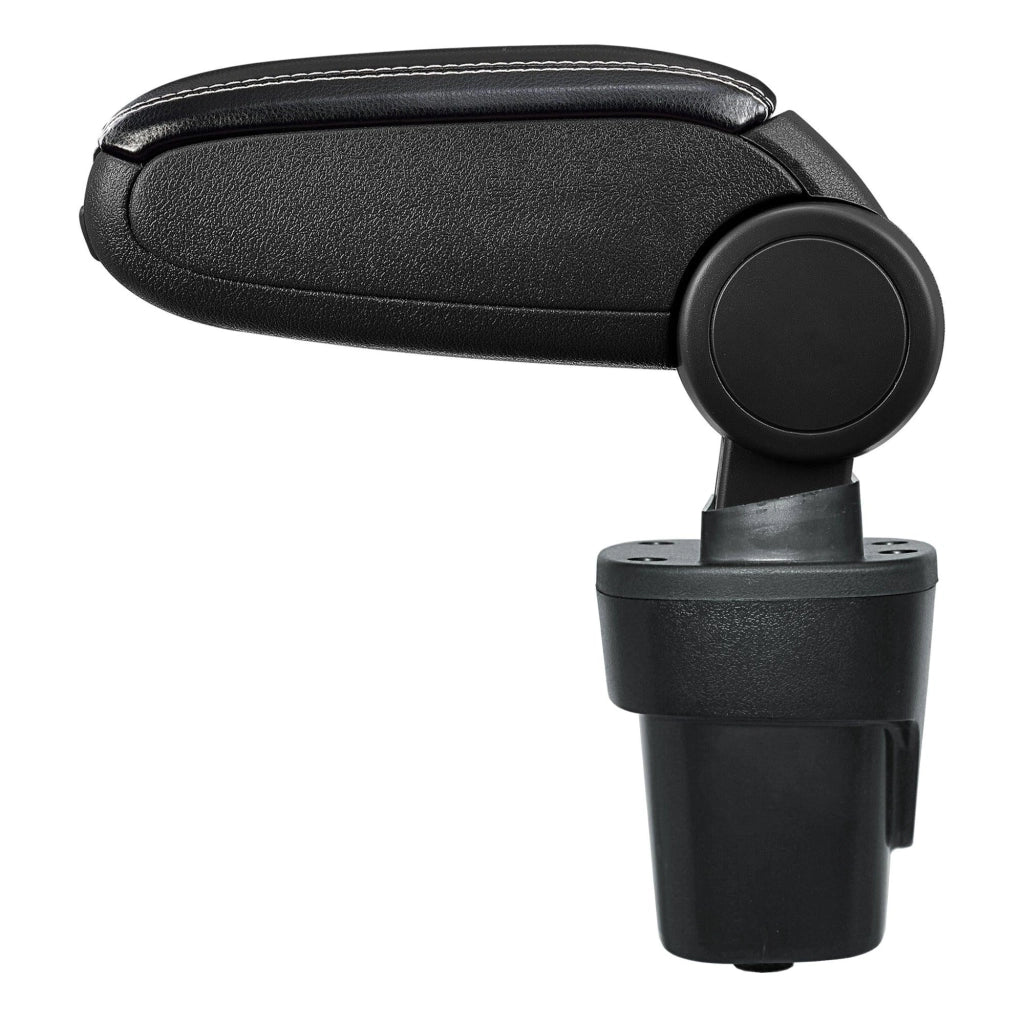Bracciolo centrale per Opel Karl con scomparto imbottito in similpelle nera con cuciture bianche 03_0000587