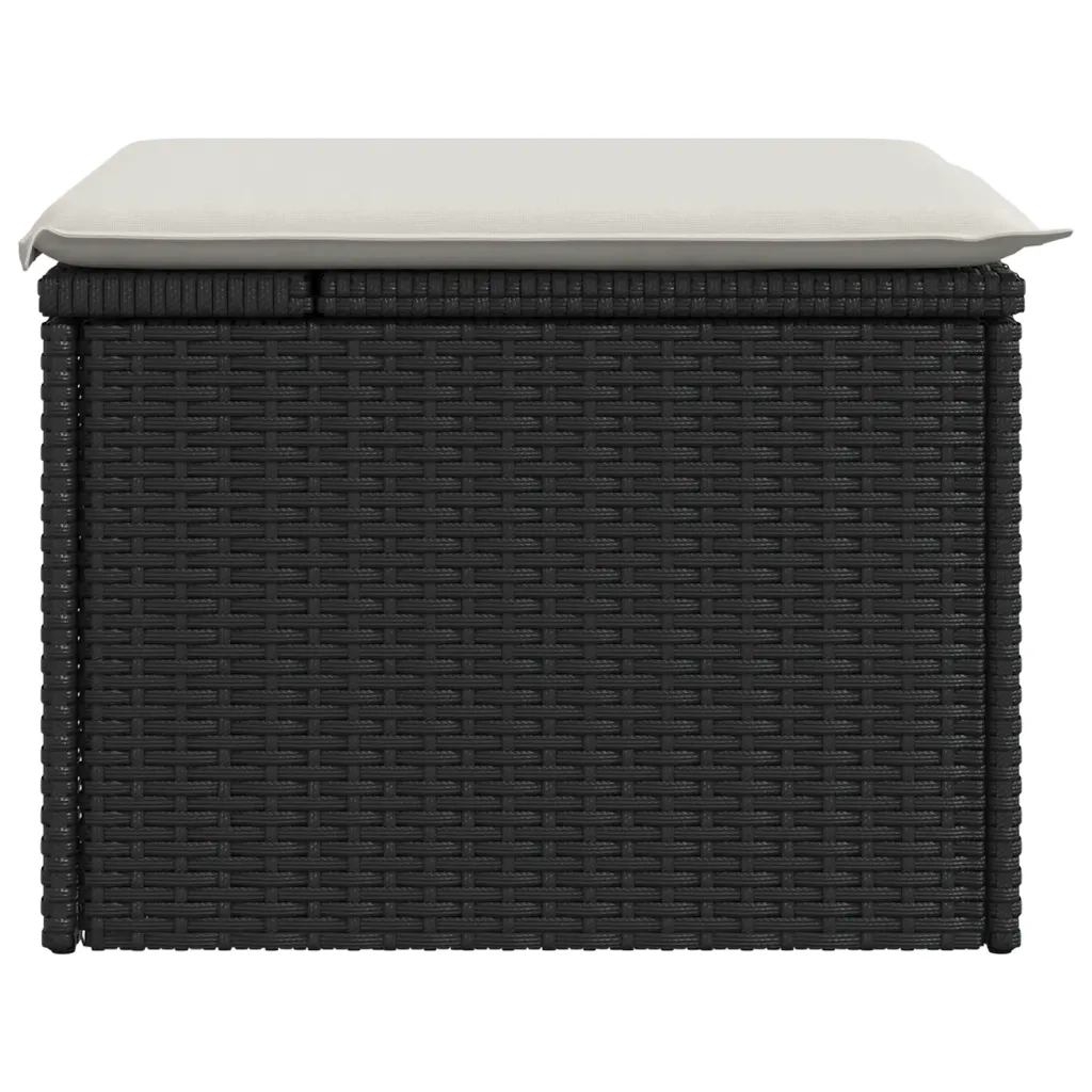 Sgabello Giardino con Cuscino Nero 55x55x37 cm in Polyrattan CFW3581271