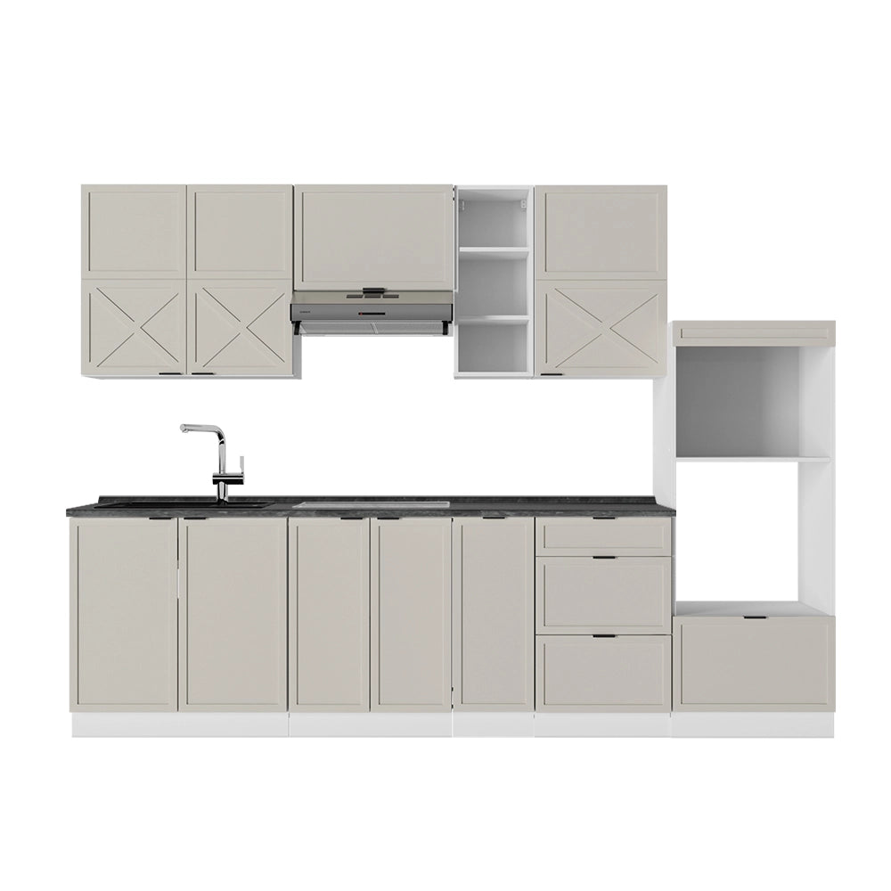 Cucina componibile Fame-Line GrigioBeige/Bianco 280 cm, PL Antracite Vicco