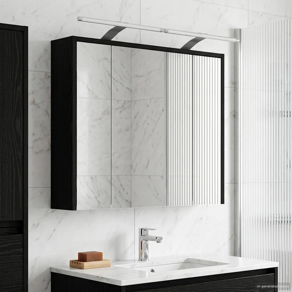 Mobiletto per specchio da bagno Rovere Nero 73,5 x 16 x 62,5 cm 889176