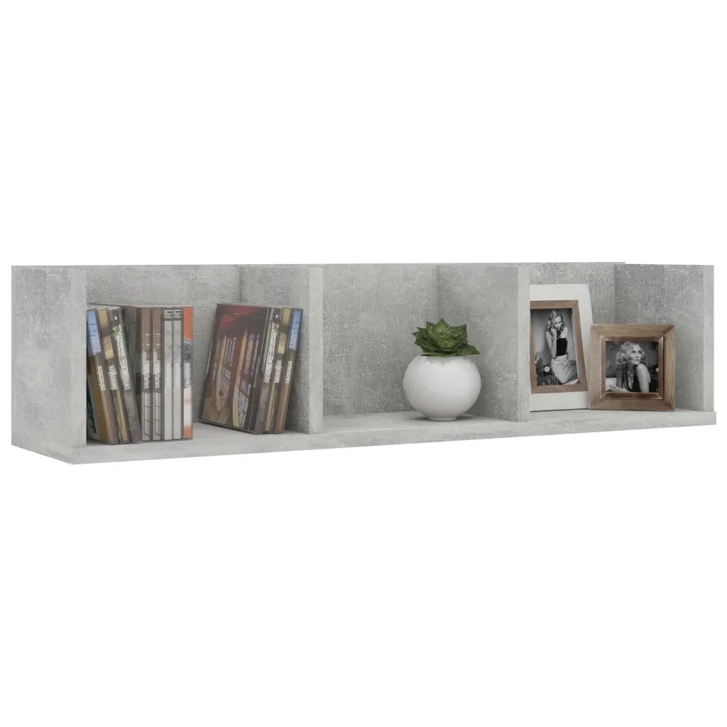 Scaffale Porta CD Parete Grigio Cemento 75x18x18 cm Multistrato 801314