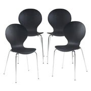 Set di 4 Sedie da Sala ETNE Impilabili - Nero / Cromato [en.casa]