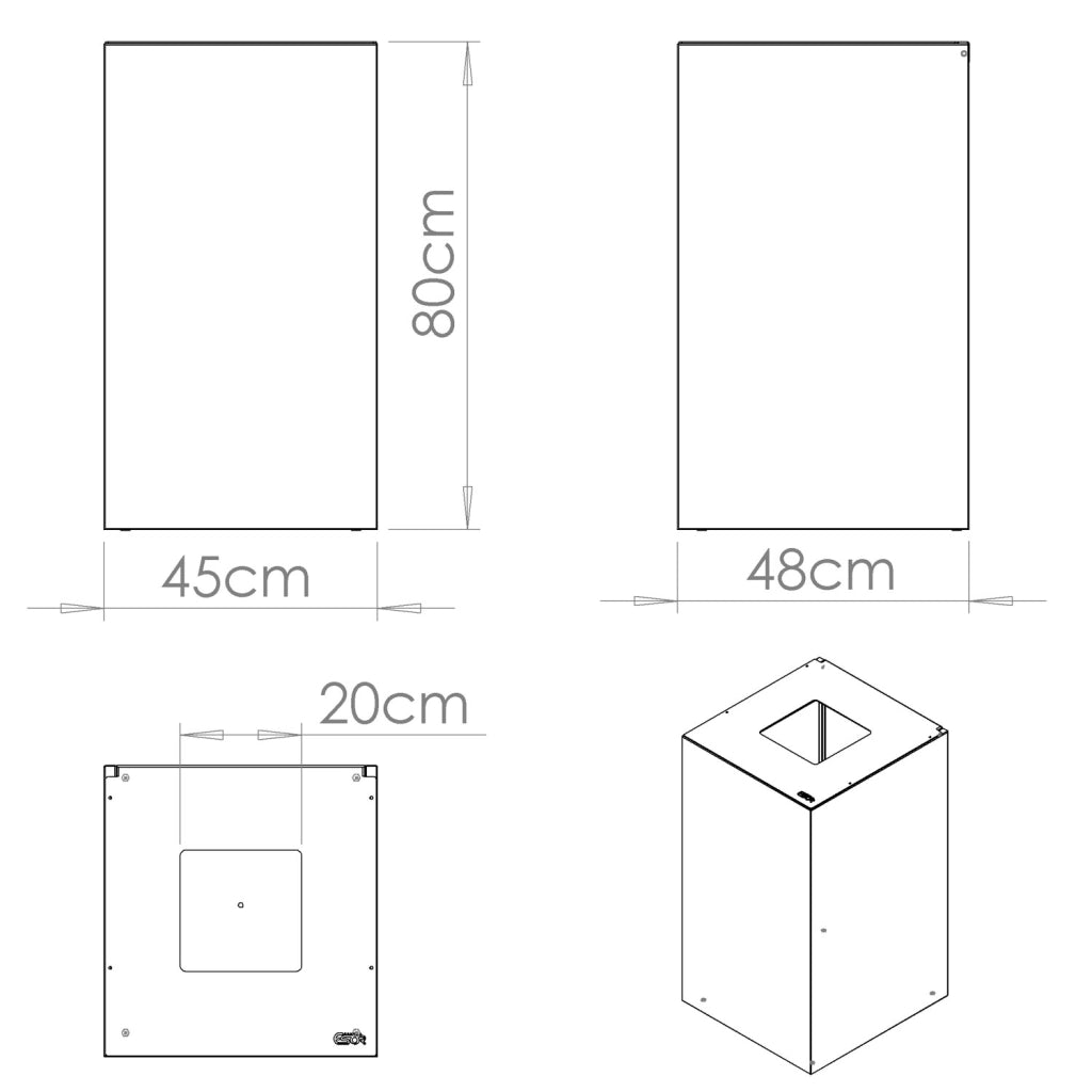 Contenitore per Raccolta Differenziata Capacità 100 L con Etichette 45x50x80 cm in Acciaio Verniciato Corten