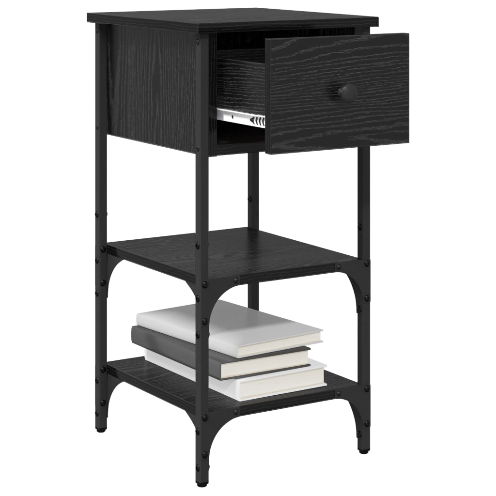 Set di 2 comodini 34x36x70 cm in rovere nero legno ingegnerizzato