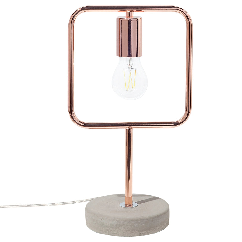 Lampada da Tavolo in Metallo Colore Rame Struttura in Cemento Industriale