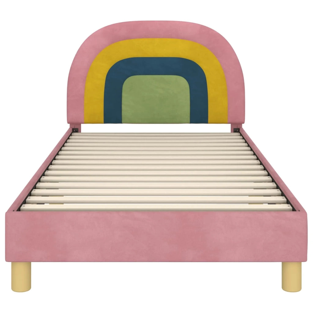 Struttura letto Bambini | Letto Infantile | Lettino con testata Rosa 90 x 190 cm Velluto