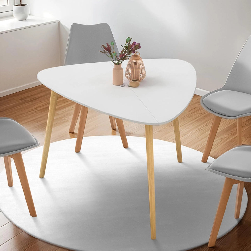 Tavolo da pranzo GAIA 4 persone piano bianco gambe in legno 110 cm