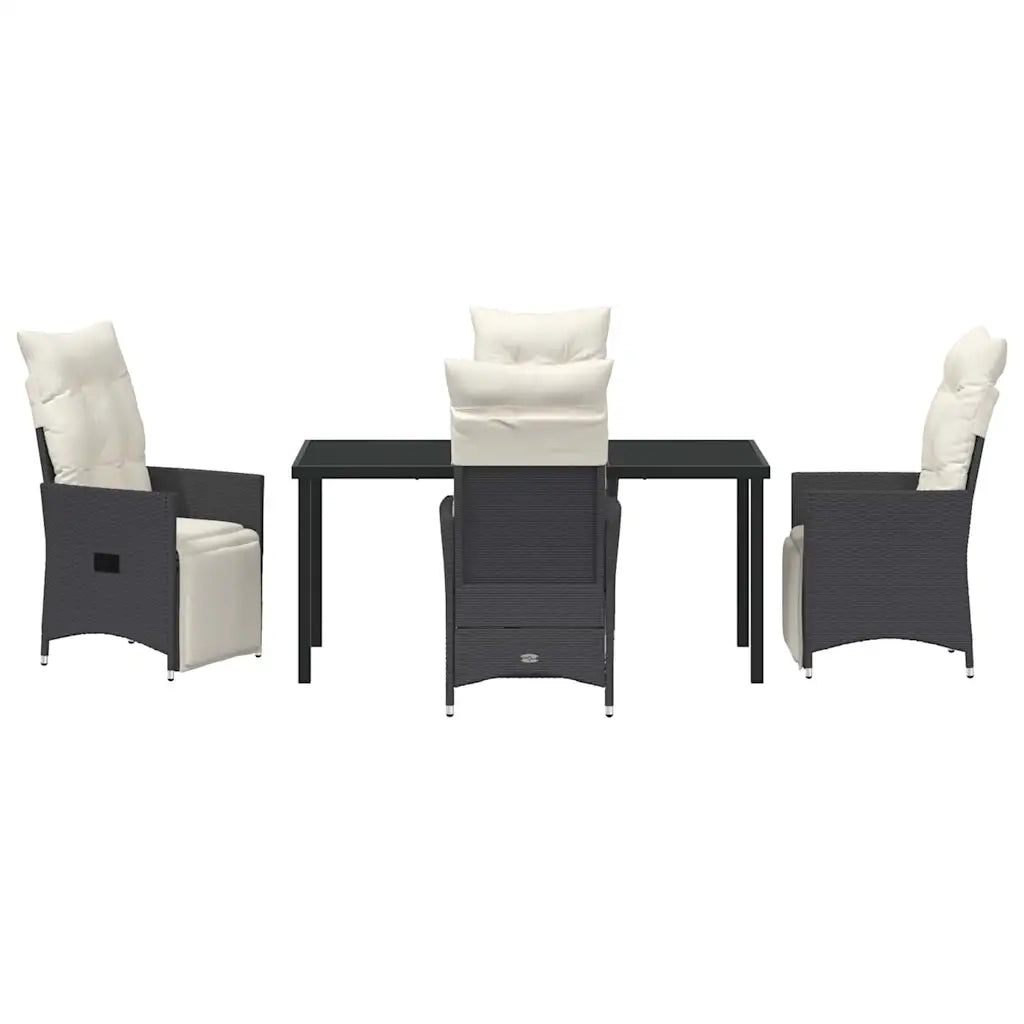Set da Pranzo per Giardino con cuscino 5 pcs Nero polyrattan 3379565