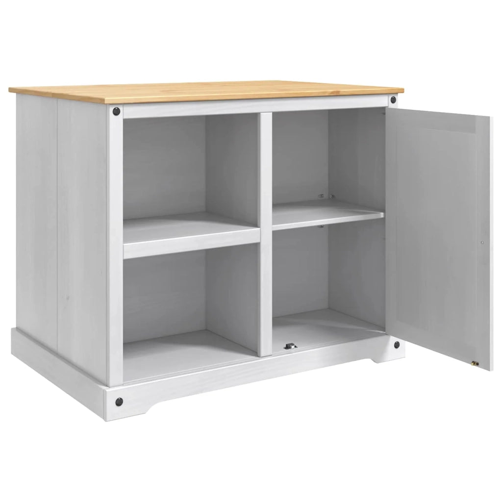 Carrello da Cucina 2 pcs Bianco e Cera di Miele Pino Massello