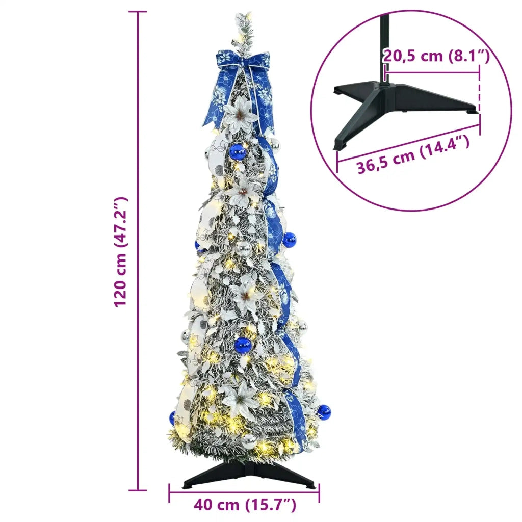 Albero di Natale artificiale con 50 LED Bianco 120 cm PVC 42018634