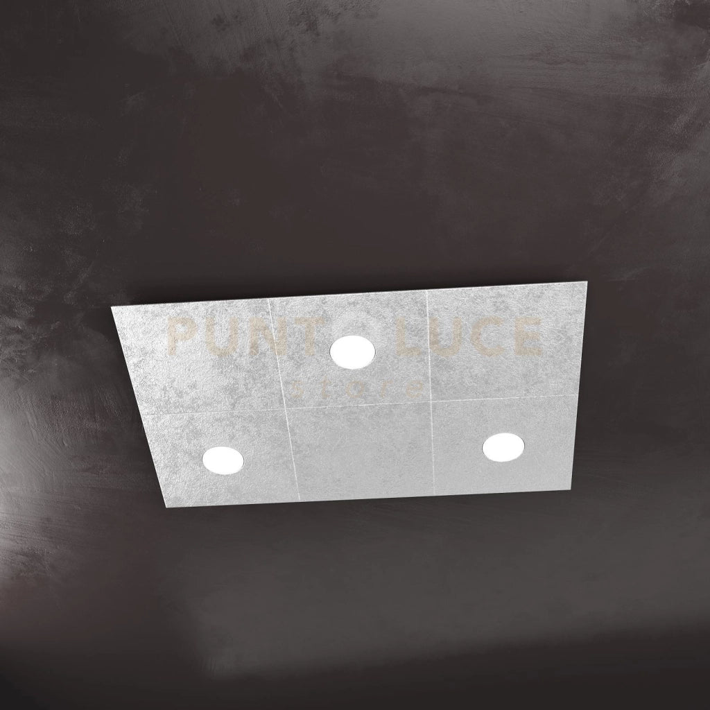 ECCENTRIC APPLIQUE-PLAFONIERA 3 LUCI + 3 DECORATIVO FOGLIA ARGENTO 1156-3L3D-FA