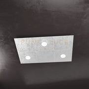 ECCENTRIC APPLIQUE-PLAFONIERA 3 LUCI + 3 DECORATIVO FOGLIA ARGENTO 1156-3L3D-FA