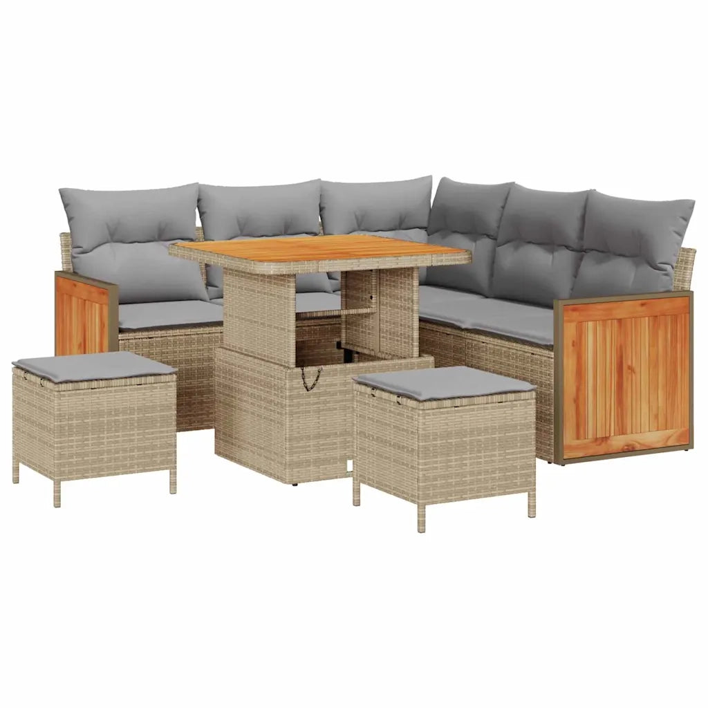Set Divano da Giardino 9 pcs Beige e Grigio Chiaro polyrattan 3365252