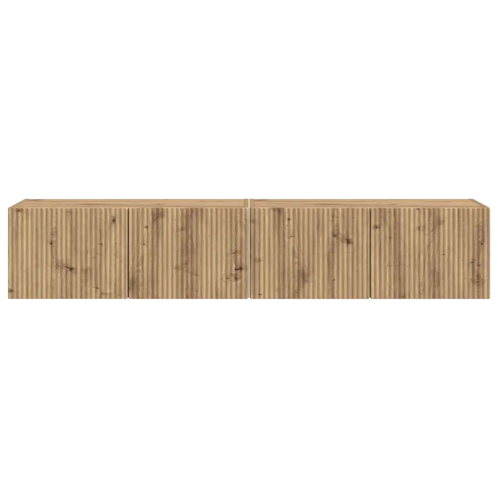 Mobile TV da parete 2 pcs Rovere Artigianale Legno multistrato