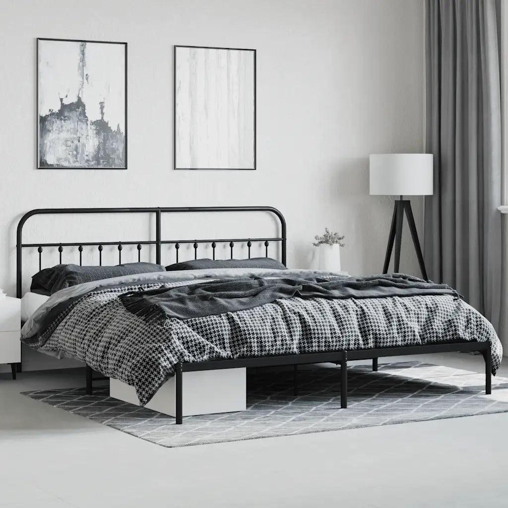 Giroletto con Testiera in Metallo Nero 200x200 cm