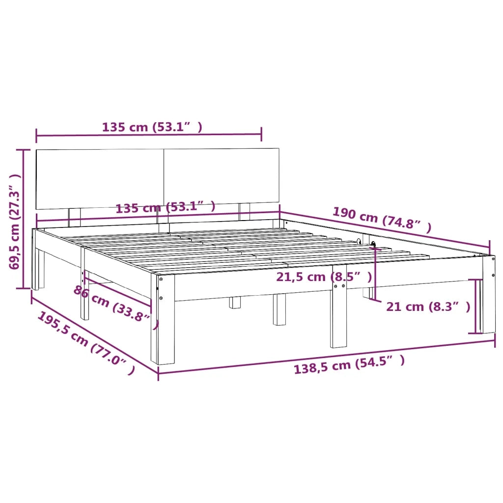 Giroletto-Struttura Letto Bianco in Legno Massello 135x190 cm Double 989349