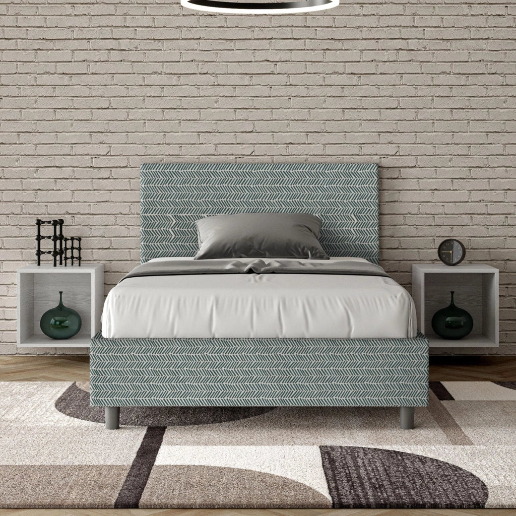 Letto 1 Piazza e Mezzo 120x190 cm con Rete e Contenitore Adele Aragona 7 Azzurro