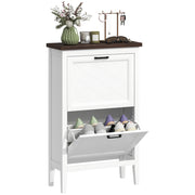 Scarpiera Country con 2 Cassetti Ribalta. Ripiani Regolabili. Design Bianco.