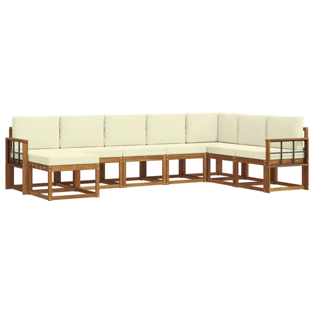 Set di divani da esterno con cuscino 8 pcs Naturale e Crema