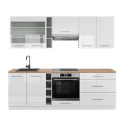 Cucina componibile Fame-Line Bianco lucido/Bianco 235 cm, PL Rovere Vicco