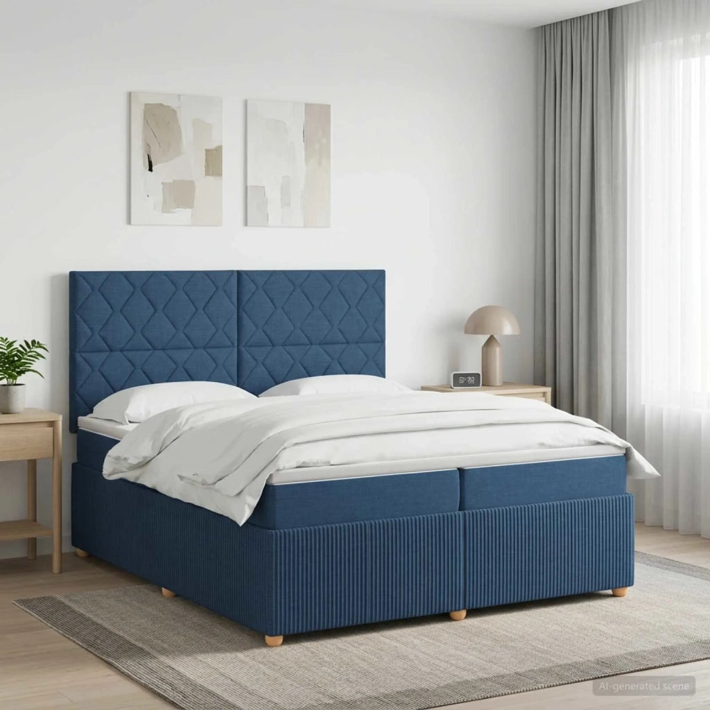 Letto box spring con materasso Blu 200 x 200 cm Tessuto 3454486