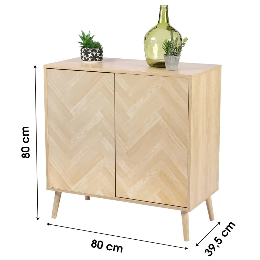 Buffet a due ante – Stile design, colore rovere chiaro, dimensioni 80x40x80 cm.