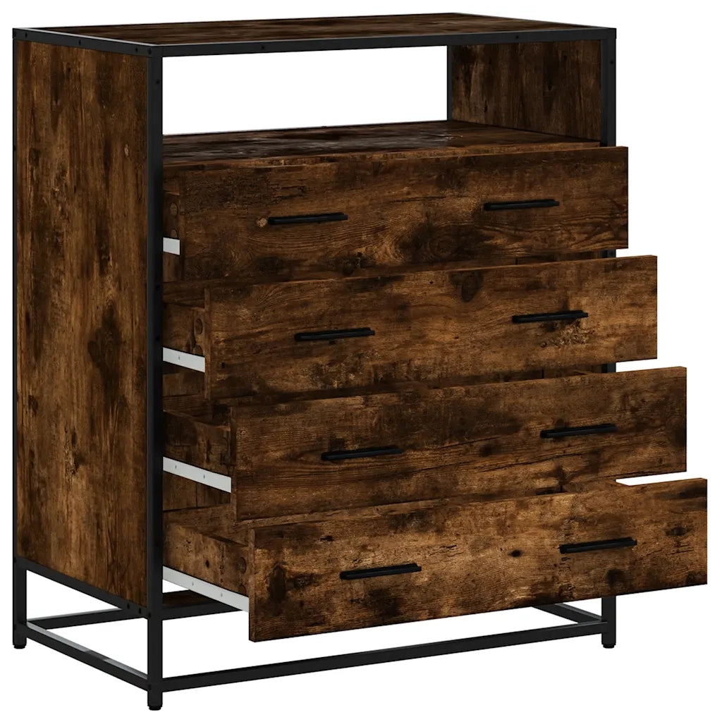 Cassettiera Rovere Fumo 70x41x83,5 cm in Legno Multistrato 849091