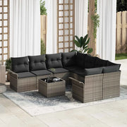 Set Divano da Giardino con cuscino 9 pcs Grigio polyrattan 3345299