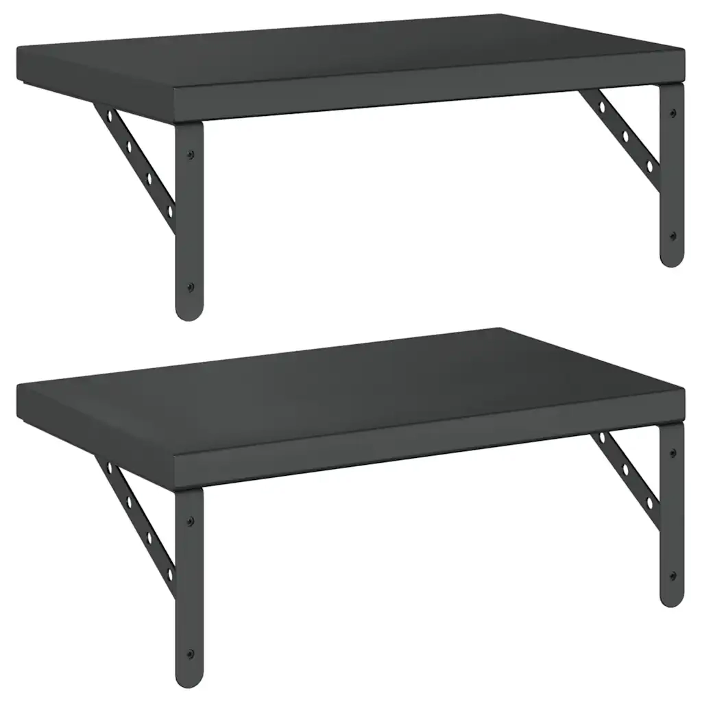 Mensole a Muro 2 pz 50x30 cm Nero in Acciaio Inossidabile