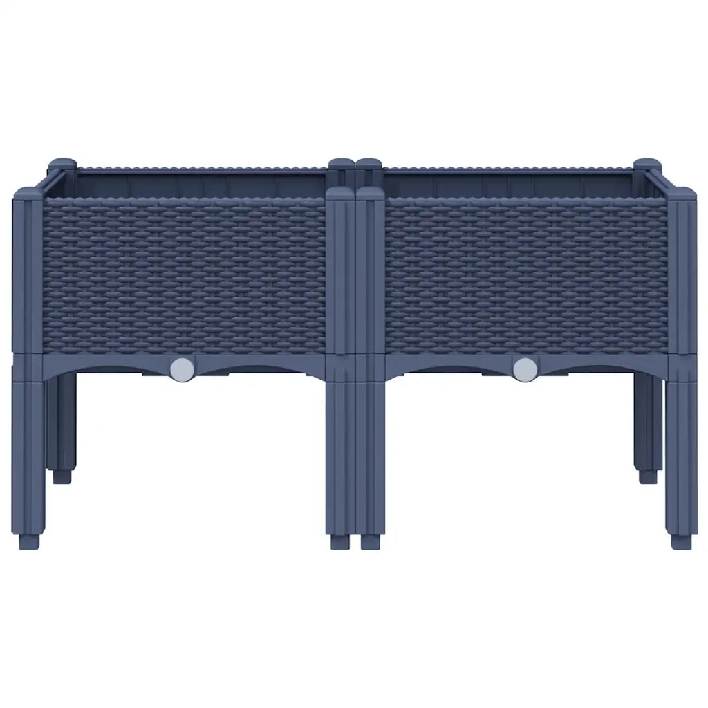 Fioriera da Giardino con Gambe-Vaso da Esterno-Contenitore per Piante Grigio Blu 80x40x42 cm in PP