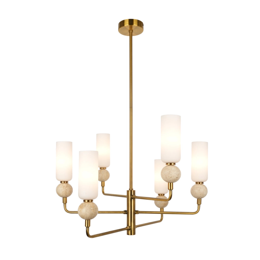 Lampadario Santos ottone vetro ovale 6 luci G9 Italux