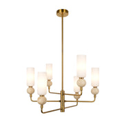 Lampadario Santos ottone vetro ovale 6 luci G9 Italux