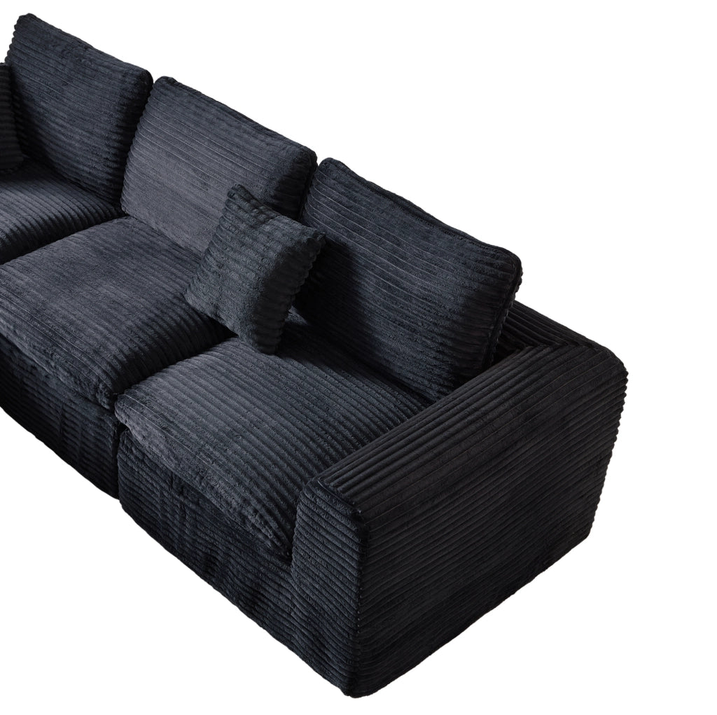 Divano modulare 3-in-1 3 moduli; in corduroy nero e blu